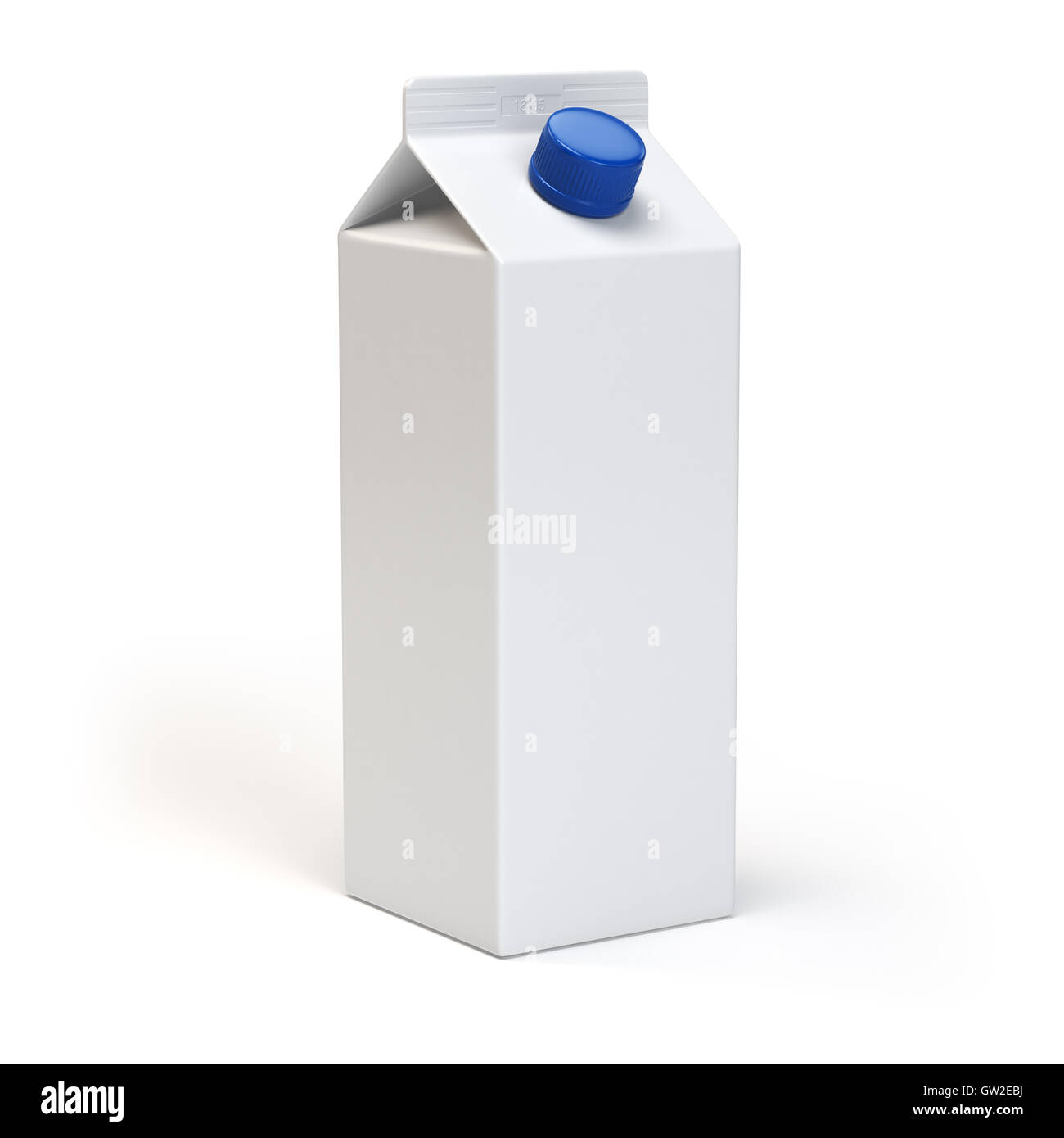 Milk or juiice blank white carton pack Isolated on white. 3d illustration Stock Photo