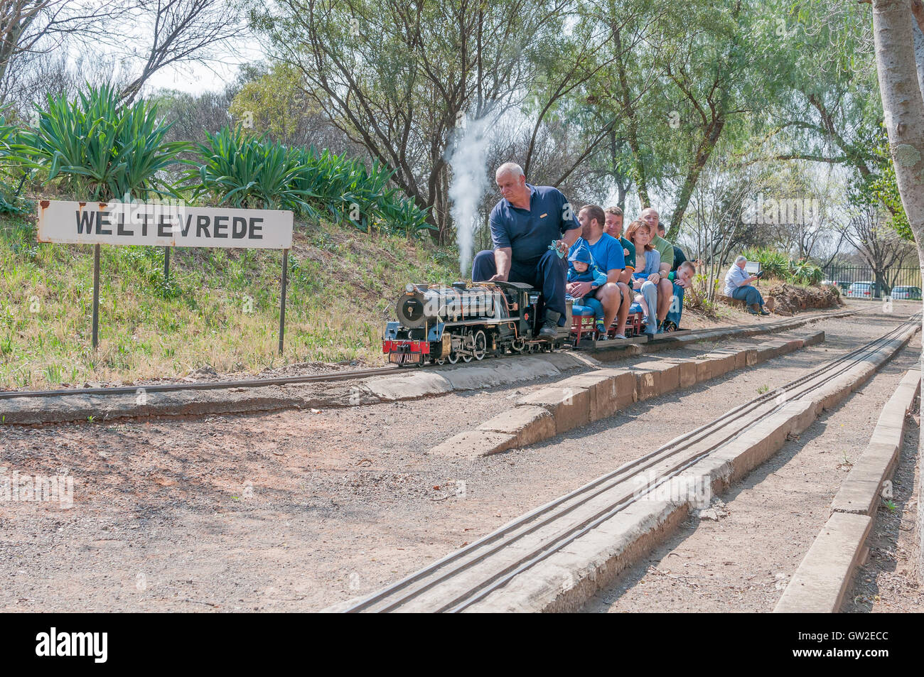 Fully working steam and diesel engines operate on a 1/4 mile circuit at