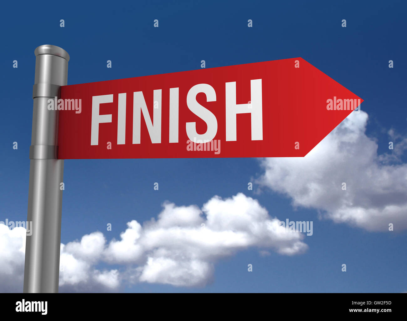 finish road sign 3d illustration Stock Photo - Alamy