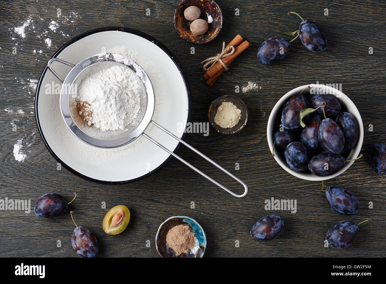 Plum pie cooking Stock Photo Alamy