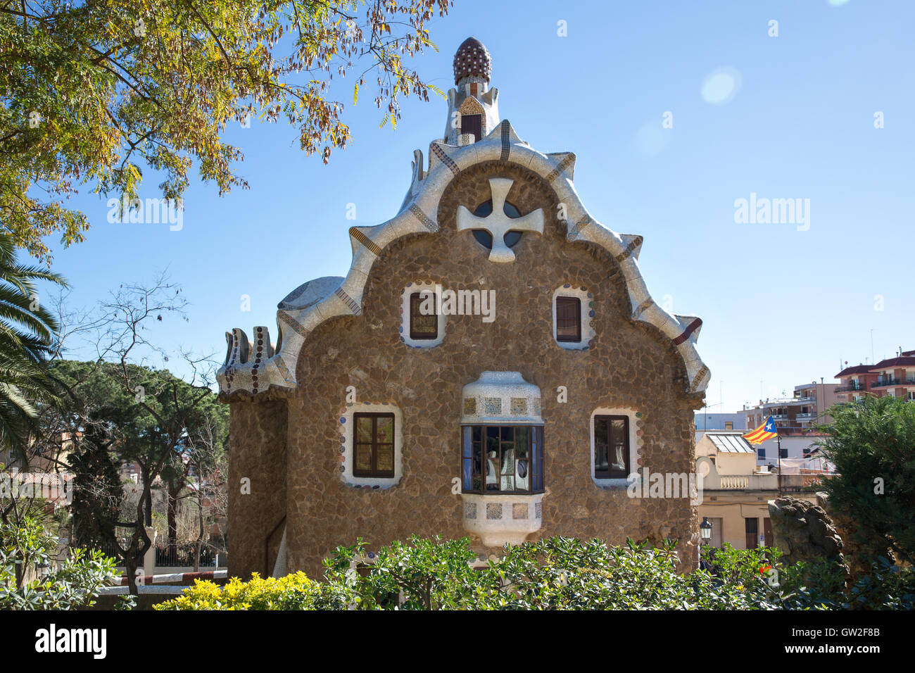 The Park Guell (Gaudi Park) in Barcelona, Spain. Stock Photo