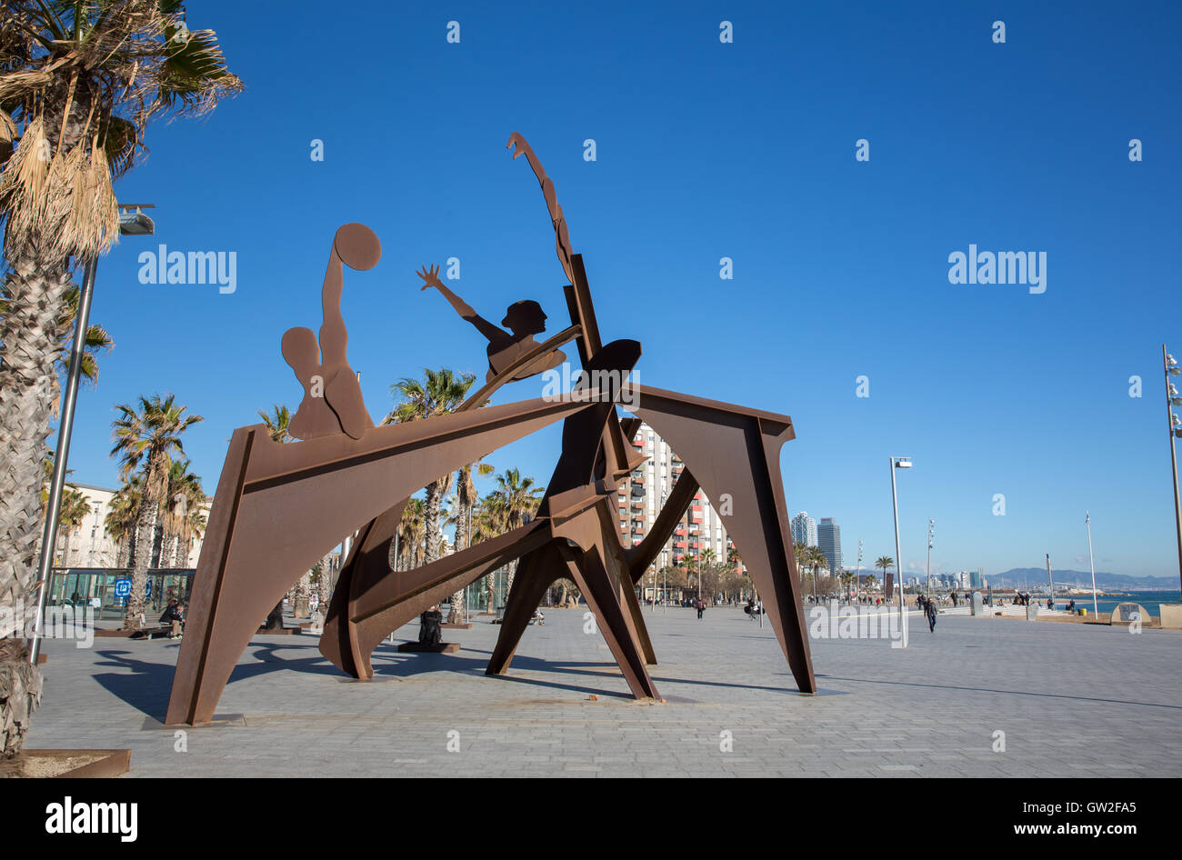Olympic sculpture on the beach, Barcelona, Spain Stock Photo Alamy