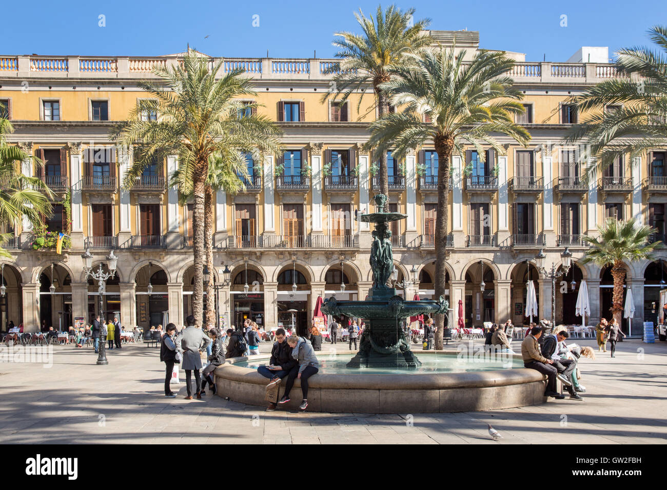Placa Reial, (The Royal Plaza) in Barcelona, Spain. Stock Photo