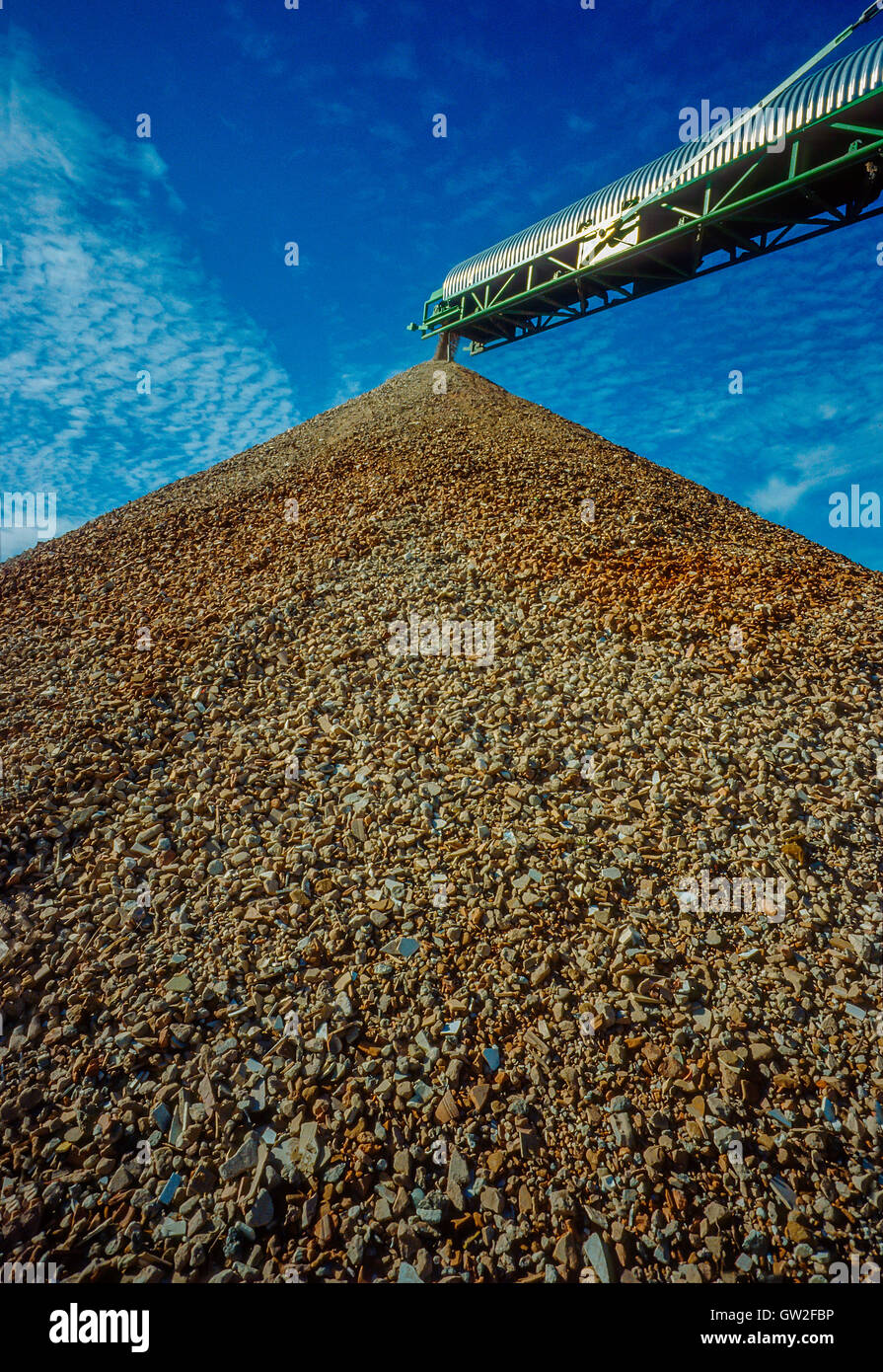 Reconditioning of demolition waste on a  recycling yard in the Port of Nürnberg, Germany. Stock Photo