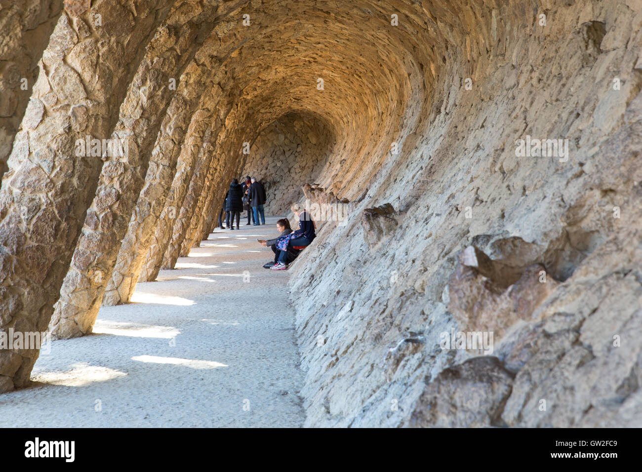 The Gaudi Park (Parc Guell) in Barcelona, Spain Stock Photo