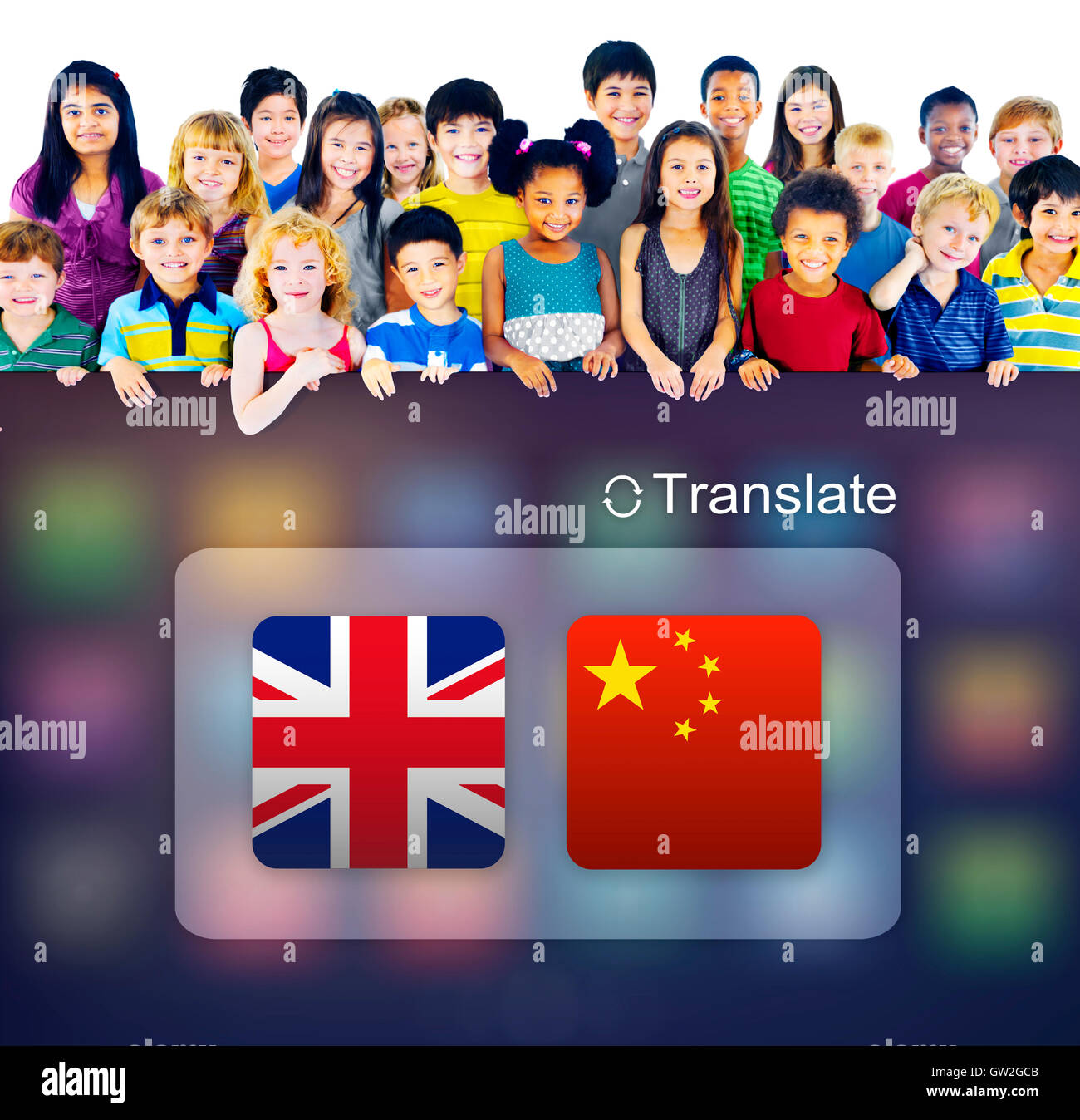 English Chinese Languages Translation Application Concept Stock Photo