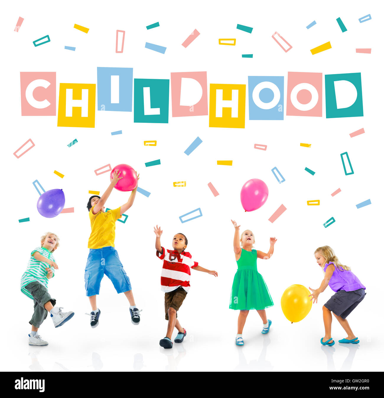 Childhood Children Confetti Cubes Graphic Concept Stock Photo