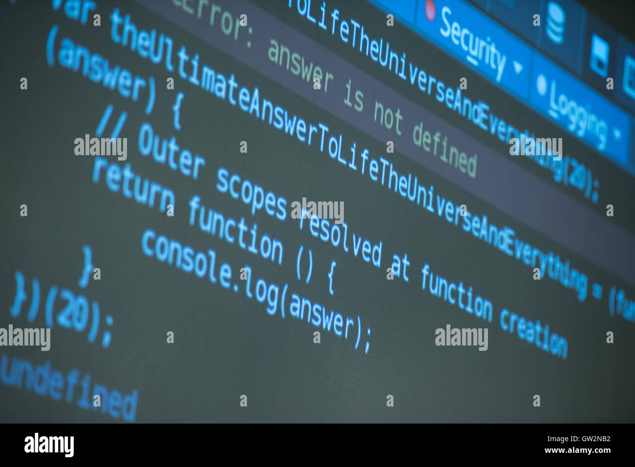 java program code on projector screen at programming class Stock Photo ...