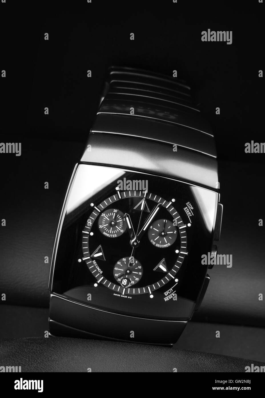 Mens chronograph watch made of hightech ceramics with sapphire glass