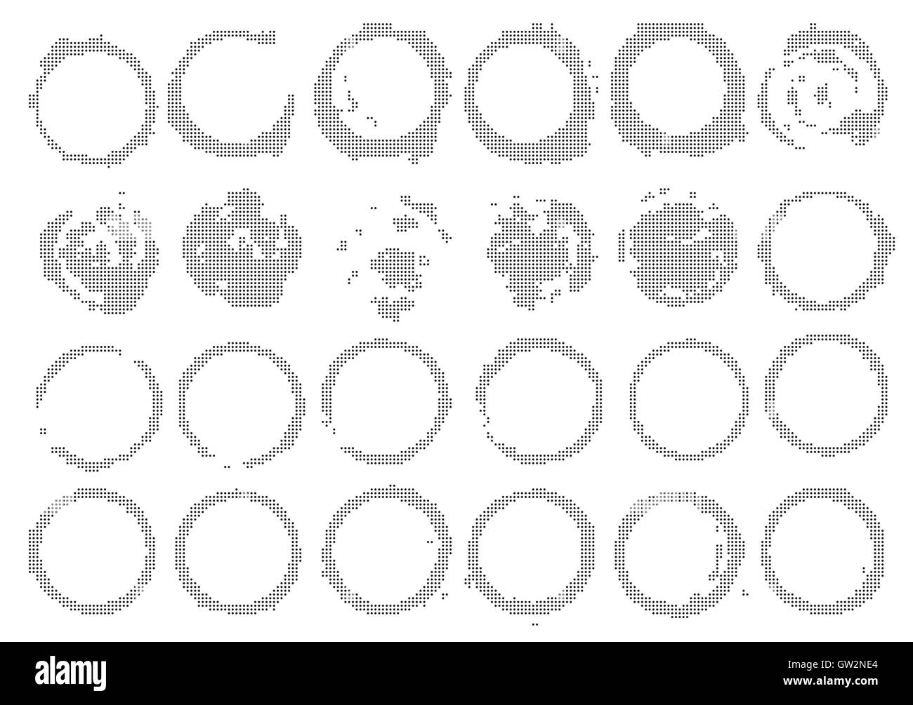 Set of Vintage Abstract Halftone Round Elements. Vector Illustration. Stock Vector