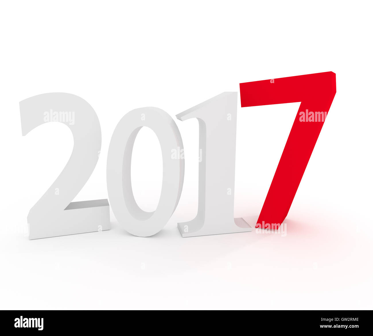 Number 2017 with a red number 7, New Year concept, 3d rendering Stock ...