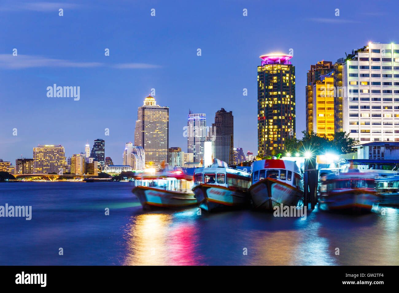 Bangkok skyline at night Stock Photo - Alamy