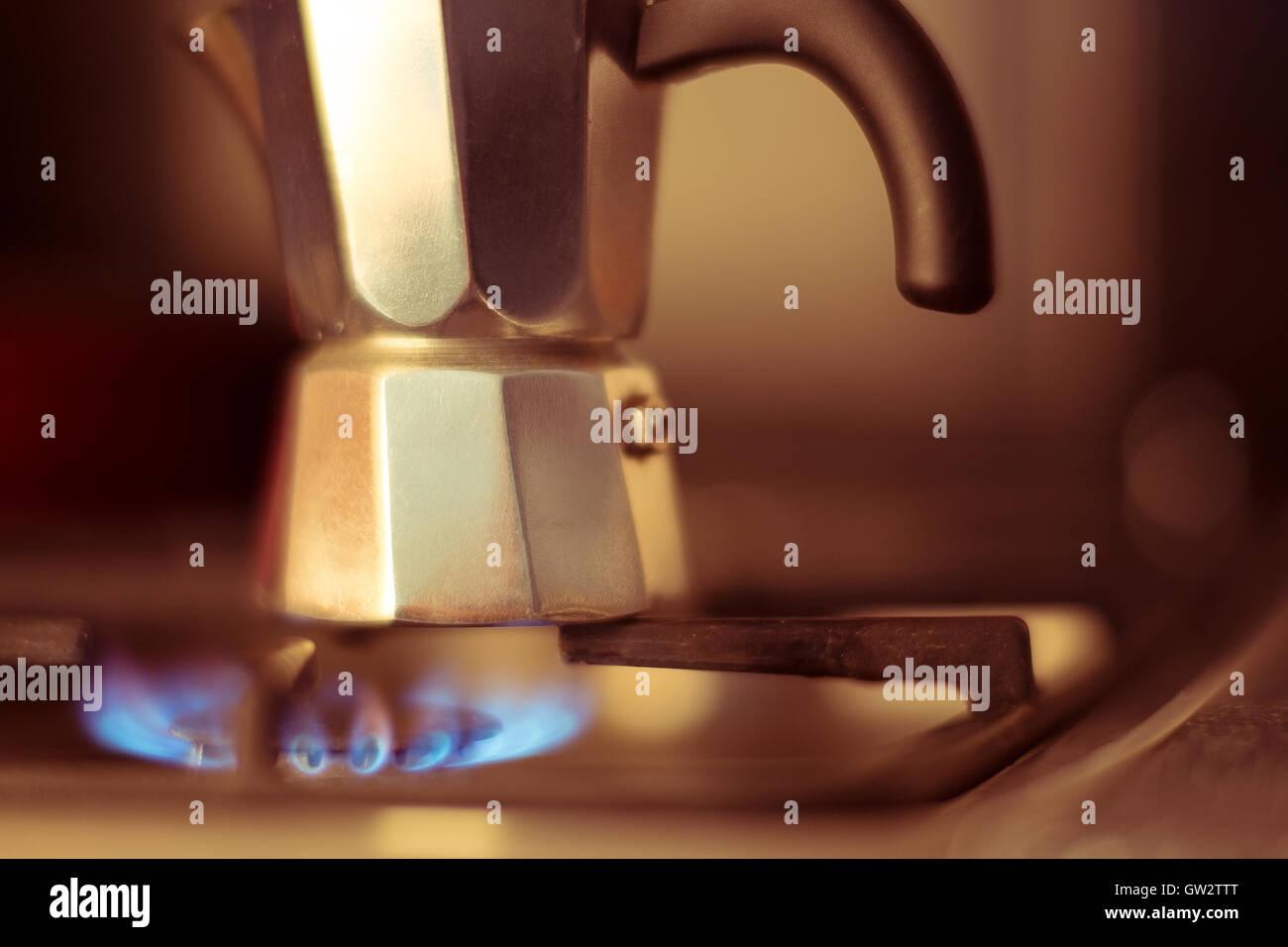 Italian coffee maker on stove Stock Photo Alamy