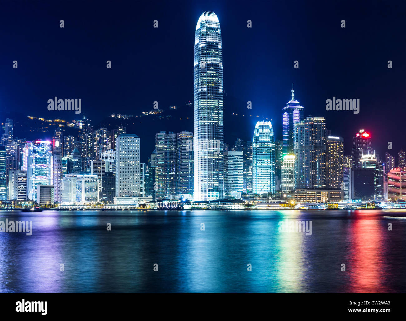 Hong Kong skyline at night Stock Photo - Alamy