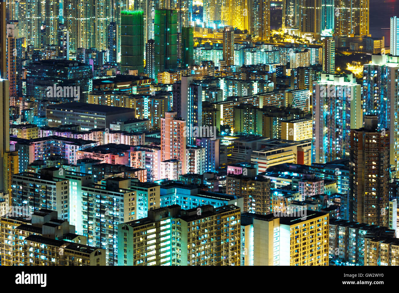 Kowloon downtown in Hong Kong at night Stock Photo - Alamy
