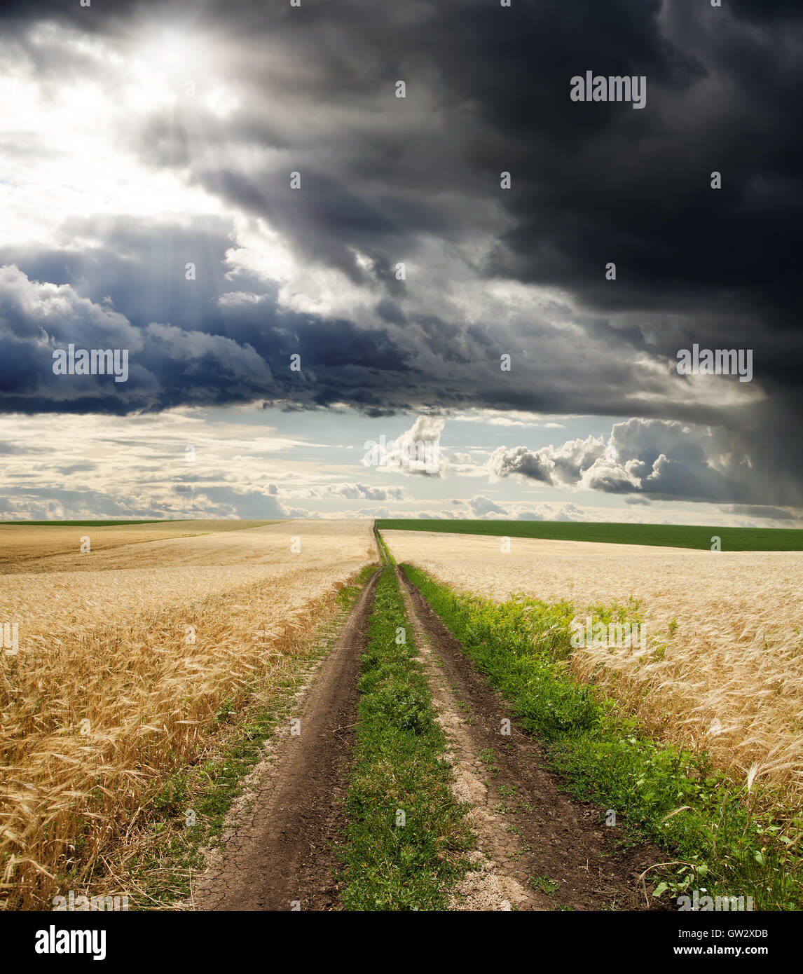 rural road under dramatic sky Stock Photo - Alamy