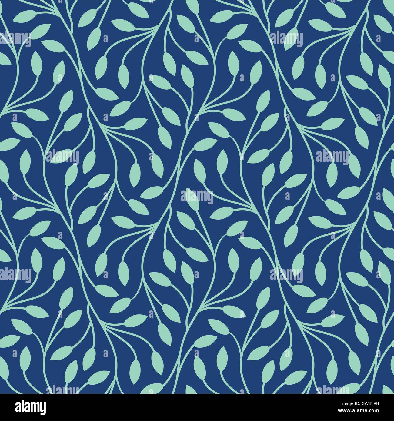 Seamless leaves pattern on blue background Stock Vector Image & Art - Alamy