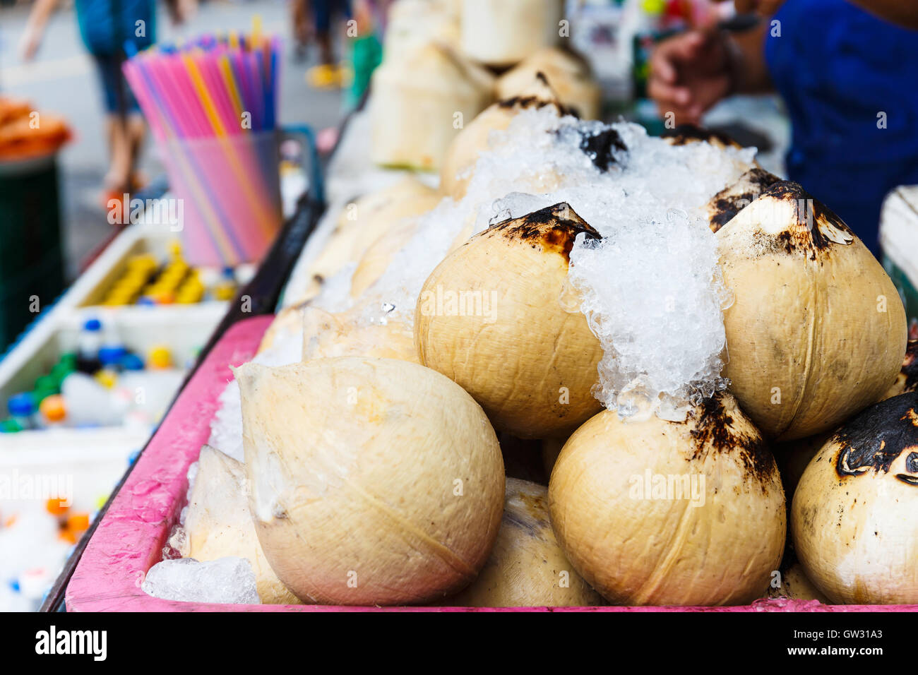 Young coconut drinks Stock Photo Alamy