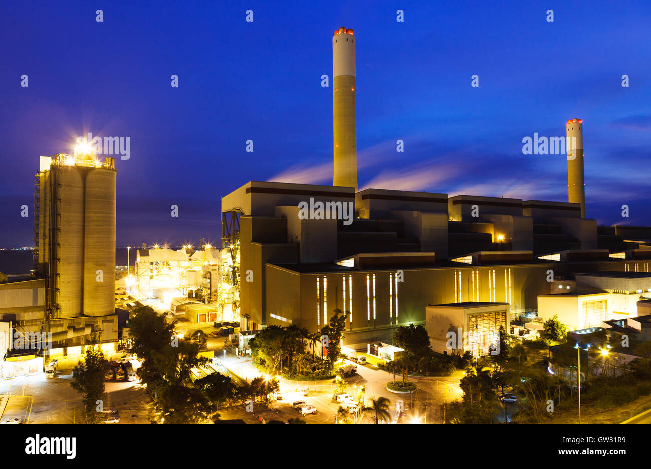 Industrial plant at night Stock Photo - Alamy