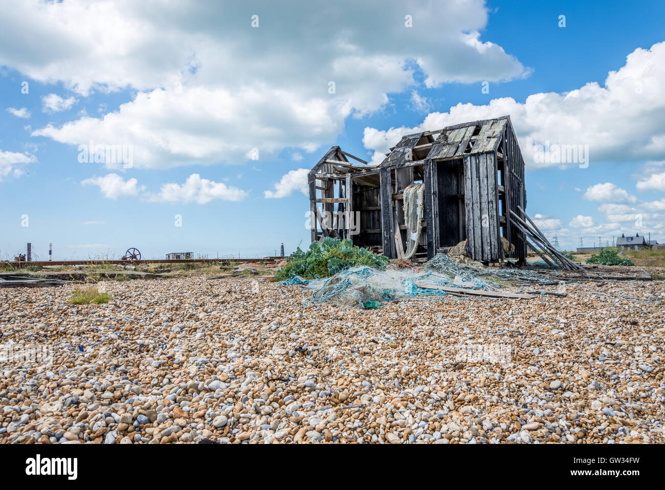 The old fishing shack, Dungeness Stock Photo Alamy