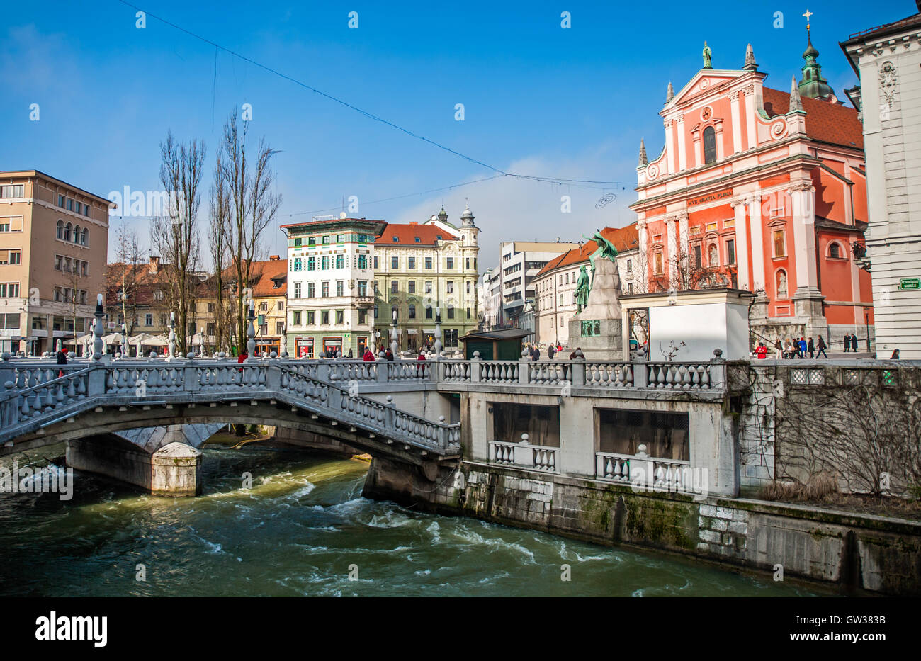 Three bridges, Ljubljana, Slovenia Stock Photo