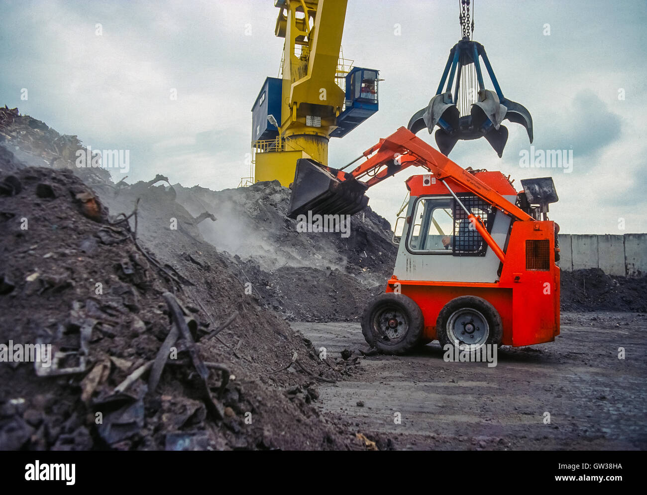 Activity on a recycling yard in the Port of Nürnberg, Germany. Stock Photo