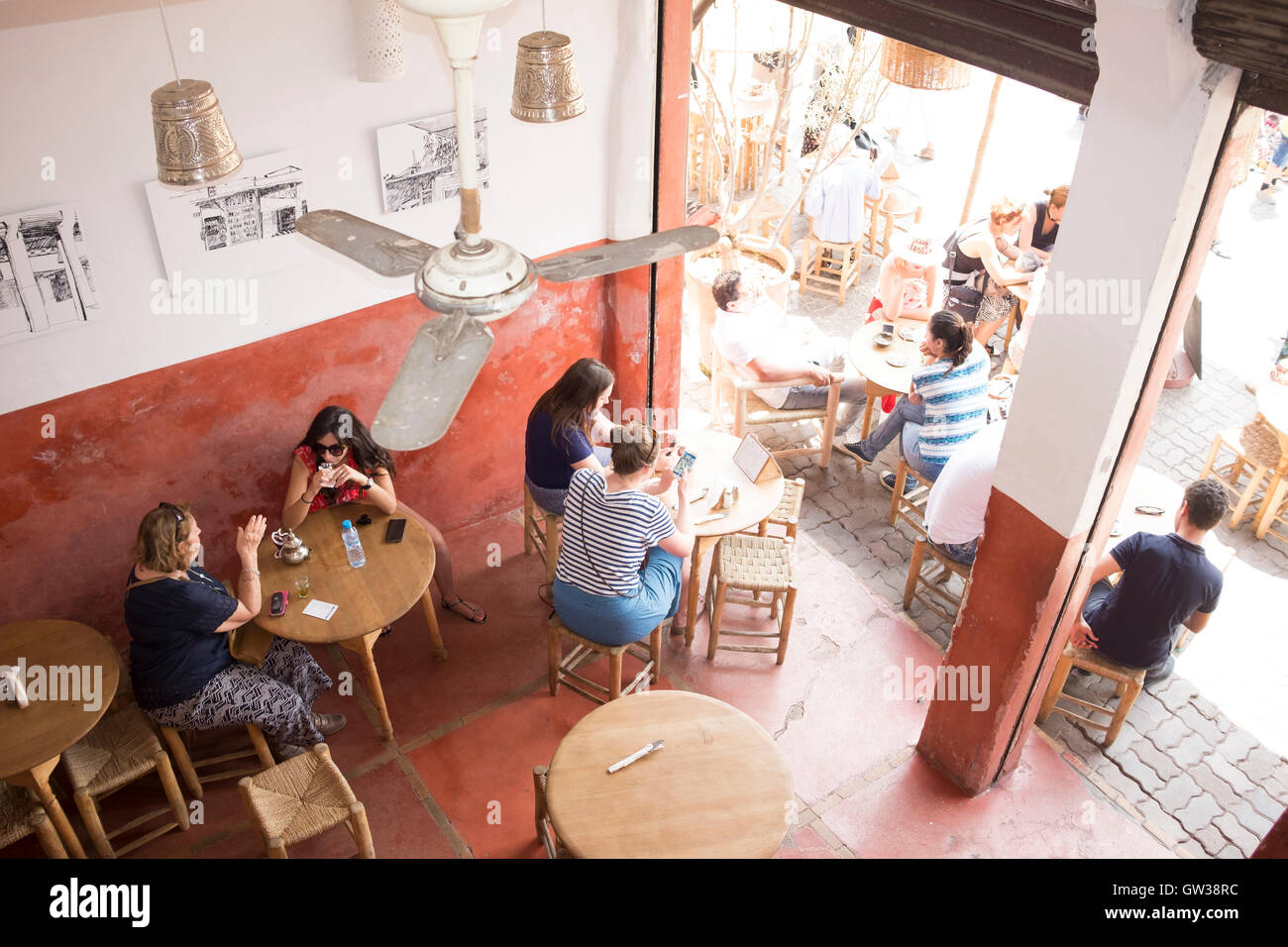 [Jamaa el Fna Square] [Café Des Épices] [eating out] [rustic interiors] Stock Photo