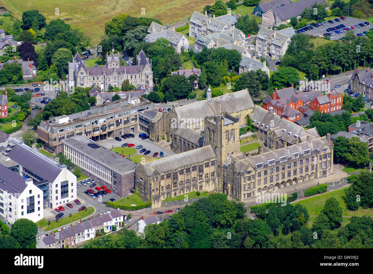 Aerial, Bangor University, North Wales Stock Photo Alamy