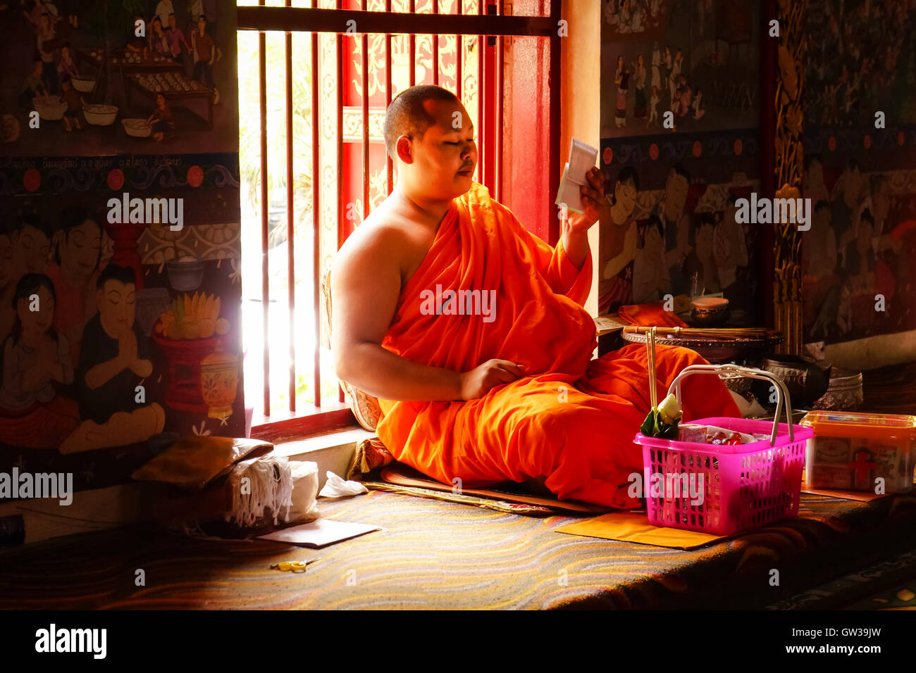 Buddhist monk teaching temple hi-res stock photography and images - Alamy