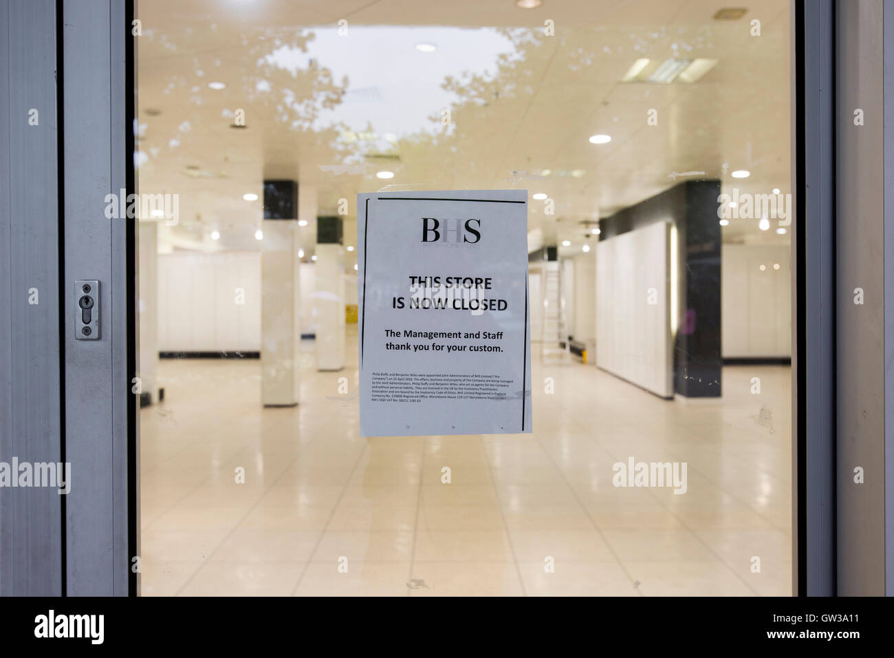 An empty BHS store in Solihull, West Midlands. Stock Photo