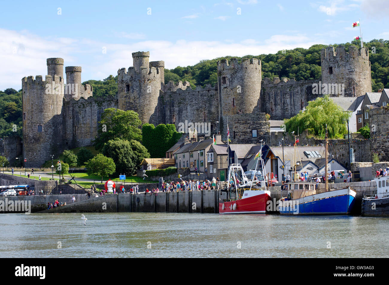 Conwy Castle and Harbour, Wales Stock Photo