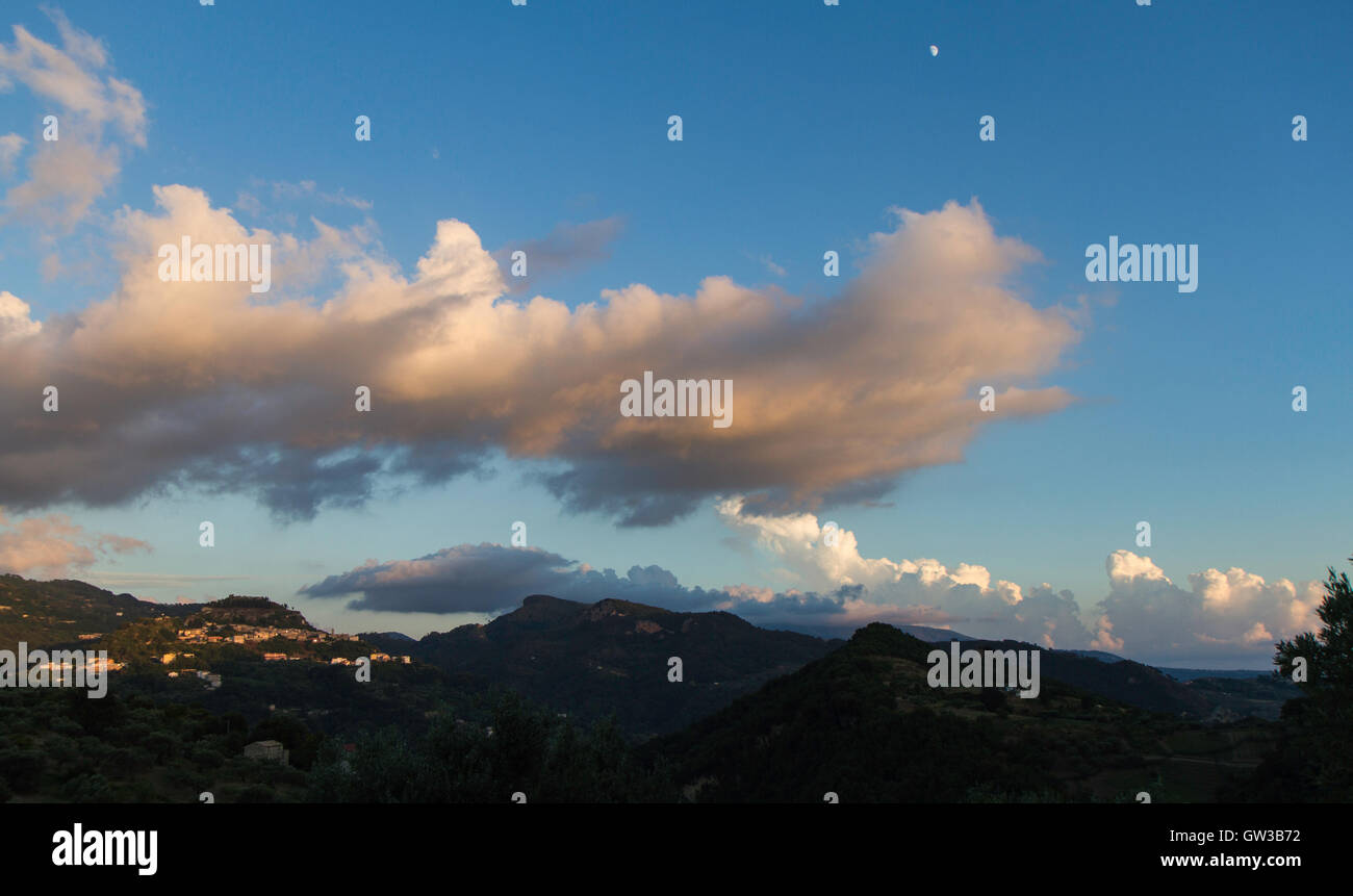 Beautiful summer landscape in the mountains. Sunset Stock Photo - Alamy