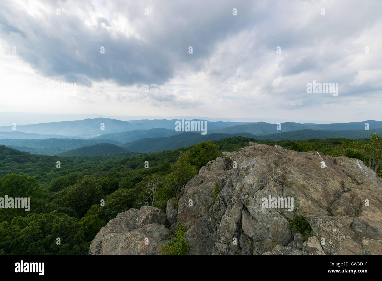 Bearfence Mountain Landscape in Shenandoah National Park, Virginia Stock Photo