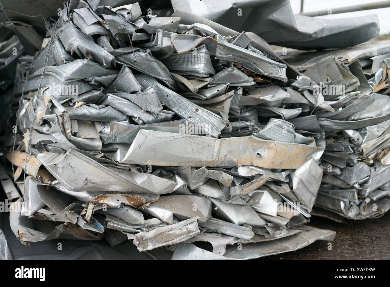 aluminum waste on the truck prepare for recycle Stock Photo