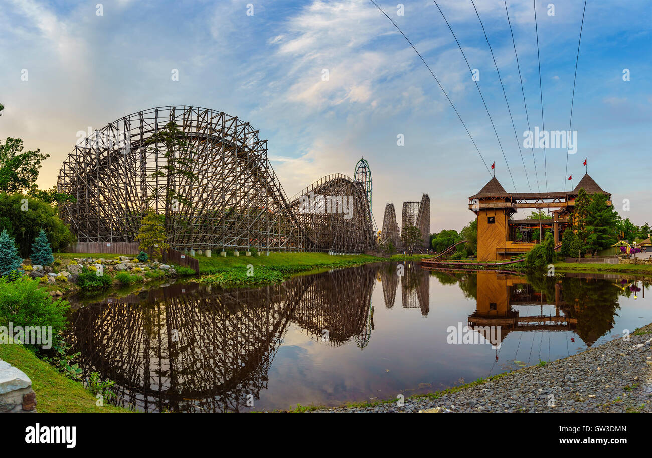 The beautiful Six Flags Great Adventure amusement park. New Jersey United States of America Stock Photo -
