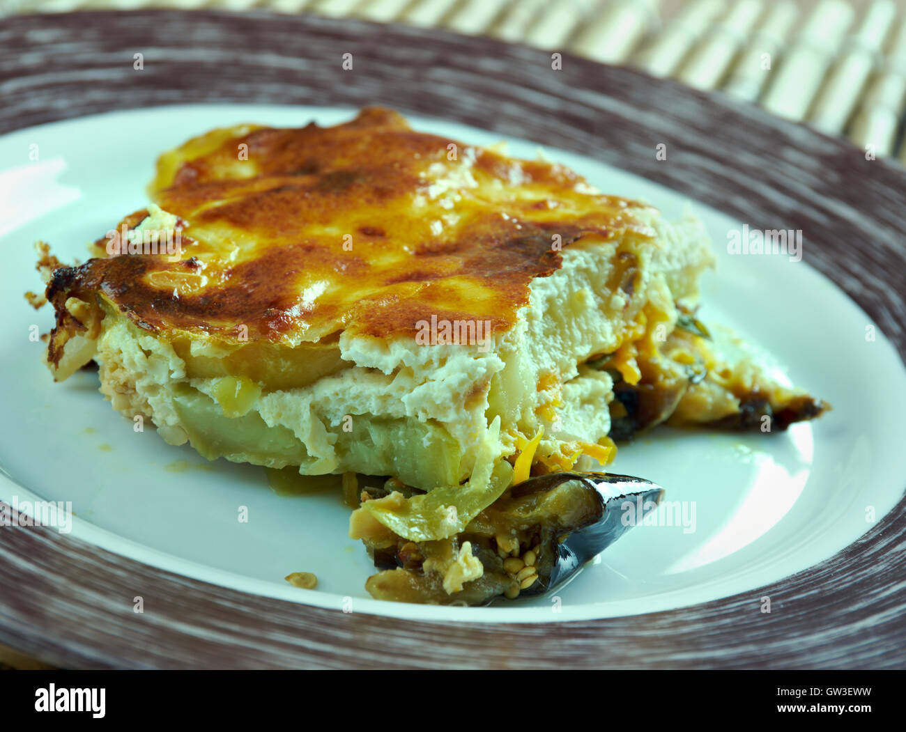 Quick moussaka Greek moussaka with eggplant, zucchini and feta cheese
