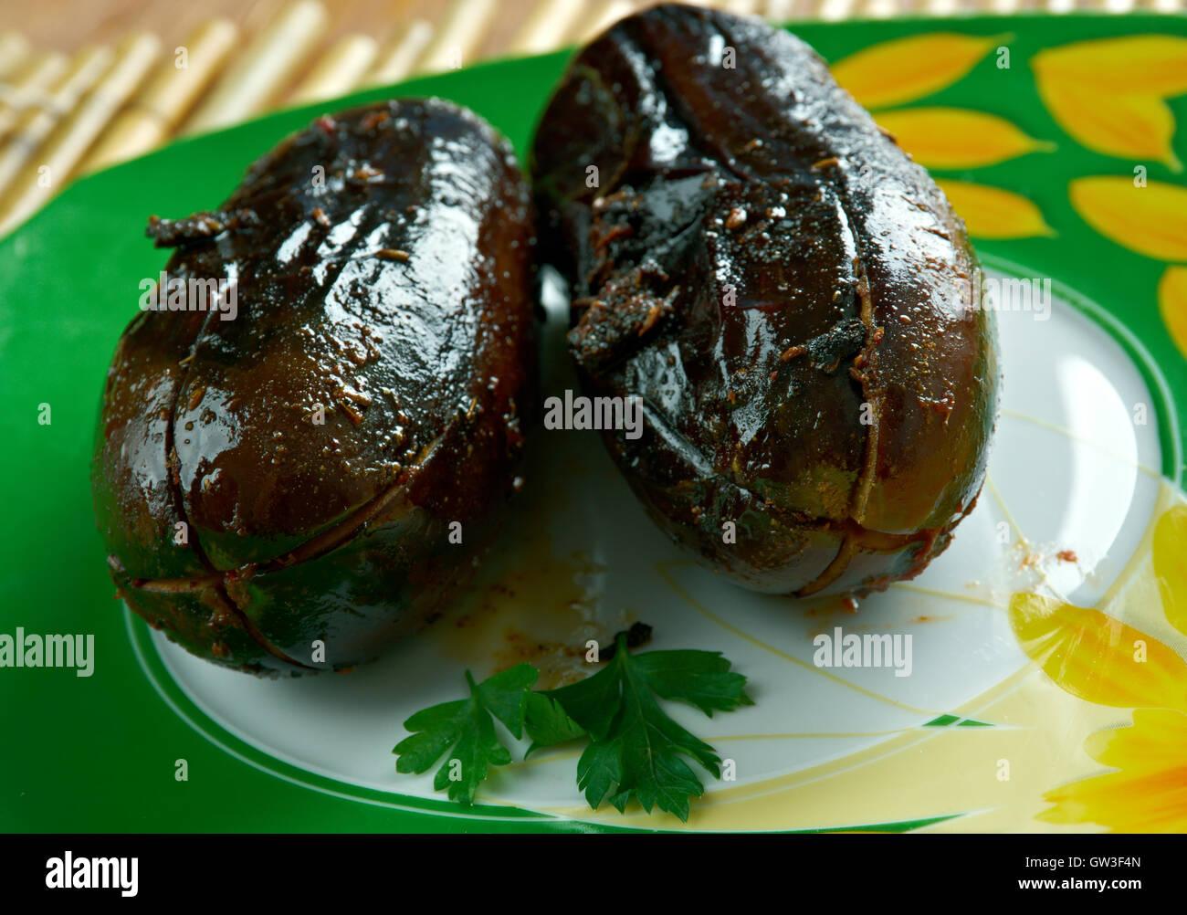 Bharvan Baingan Stuffed Roasted Eggplant.Indian food Stock Photo Alamy
