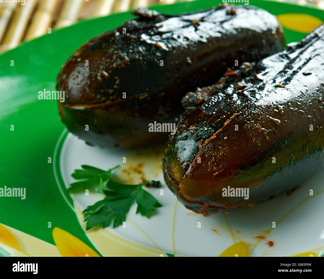 Bharvan Baingan Stuffed Roasted Eggplant.Indian food Stock Photo Alamy