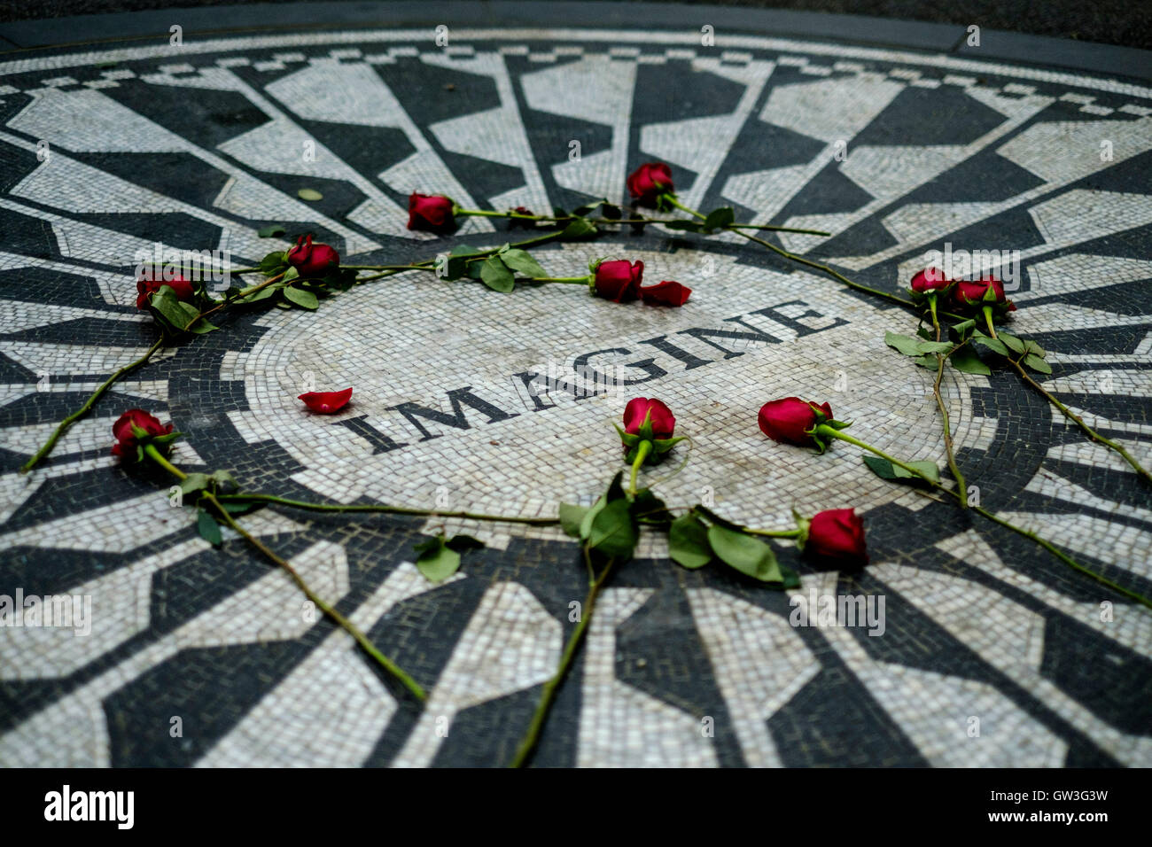 The John Lennon memorial in Central Park Stock Photo Alamy