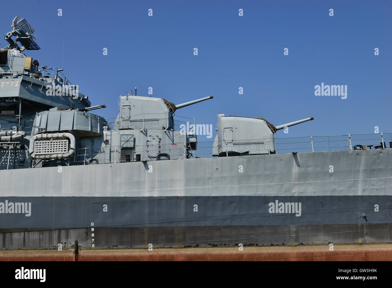 USS Kidd (DD-661) at Baton Rouge in Louisiana Stock Photo