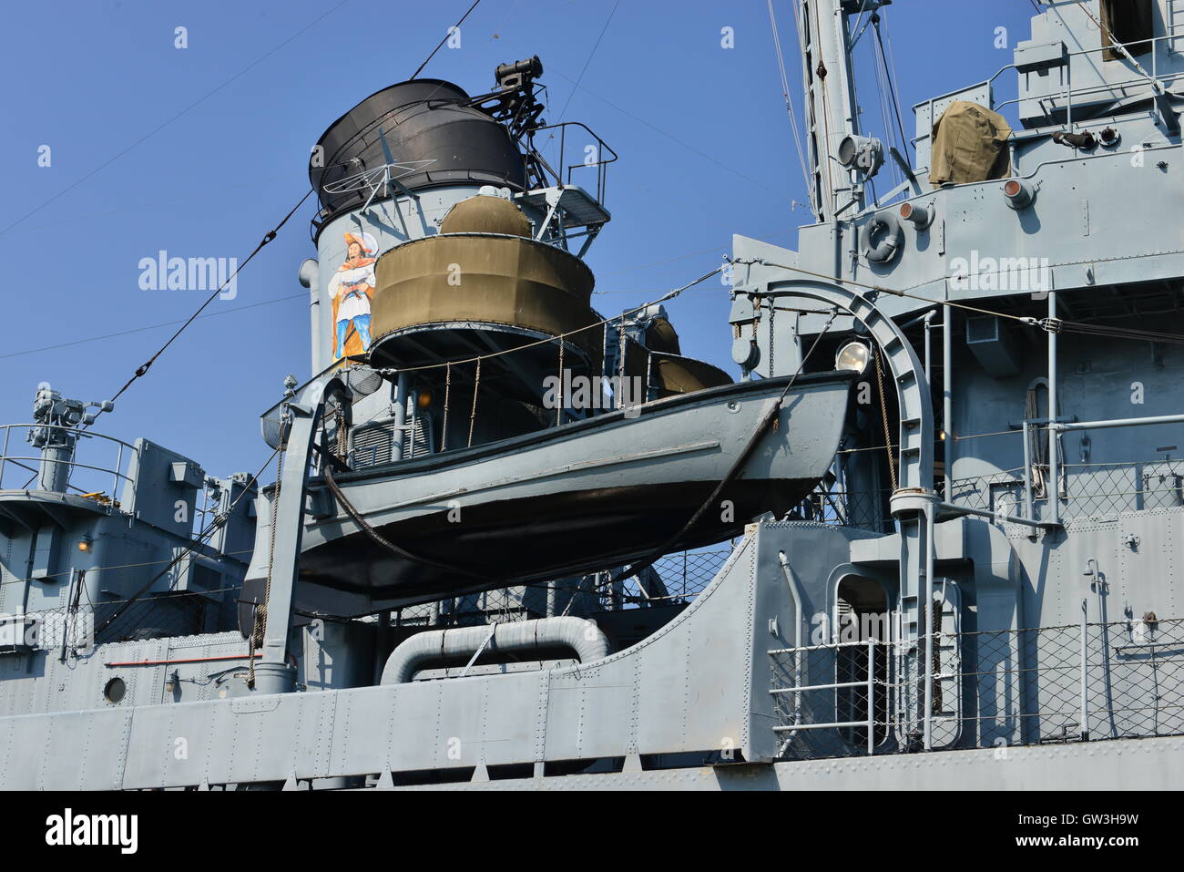 USS Kidd (DD-661) at Baton Rouge in Louisiana Stock Photo