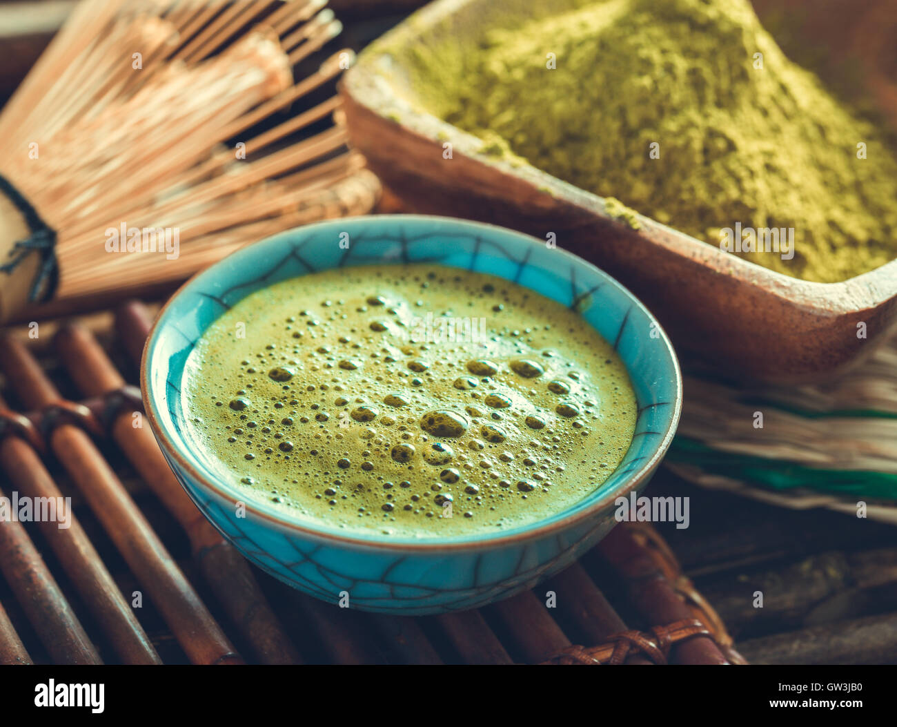 Organic green matcha tea Stock Photo