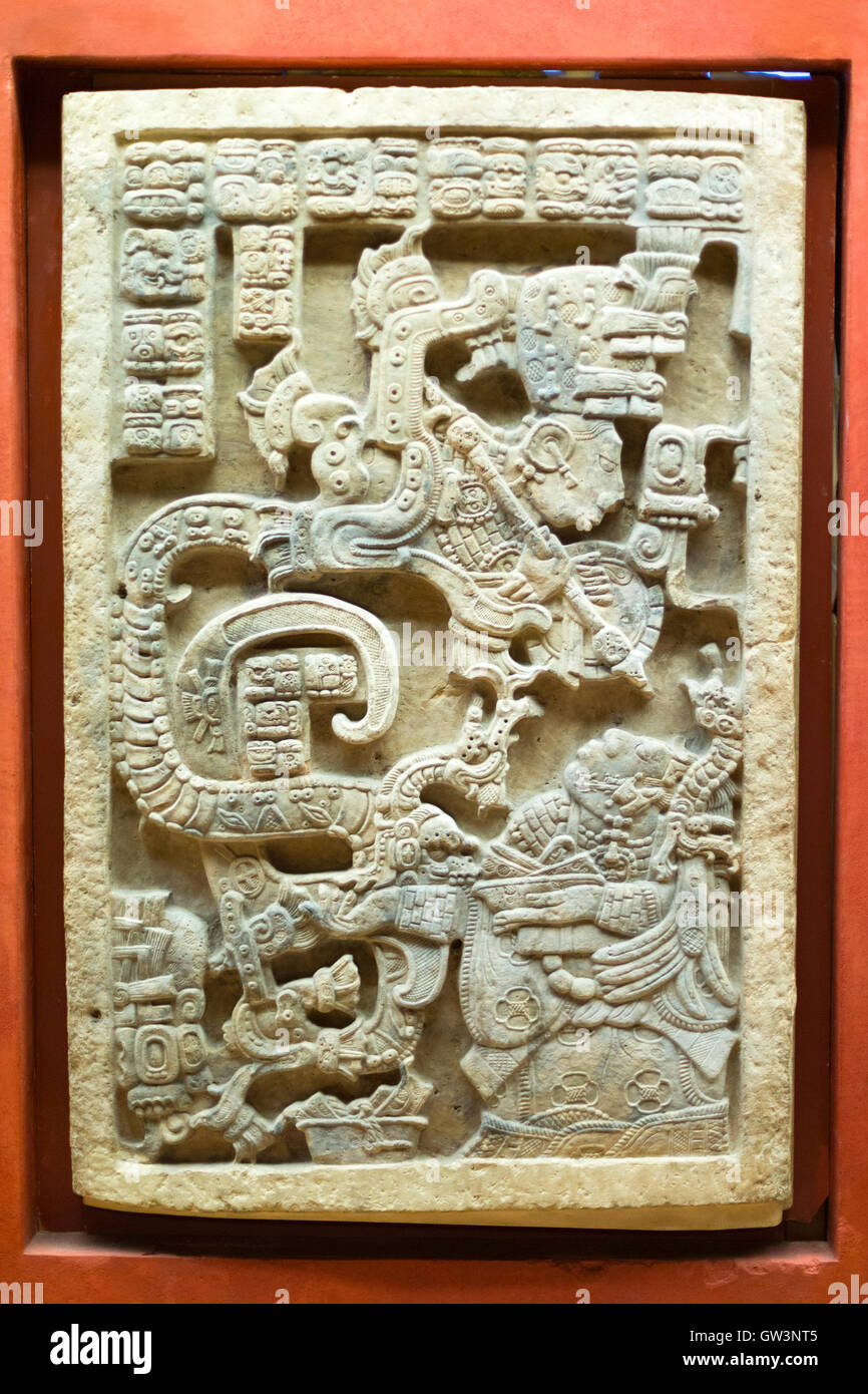 Mayan Carved limestone lintel No. 25 excavated from Structure 23 ...