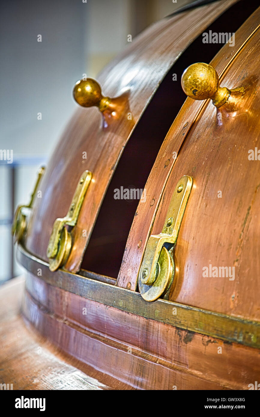 Traditional copper distillery tanks in a beer brewery Stock Photo Alamy
