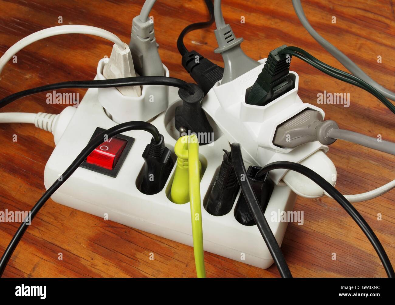 Overloaded extension cord Stock Photo Alamy
