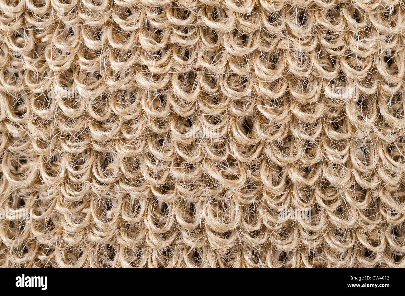 Loops of rough flax fabric. Natural flax fibres are processed to a