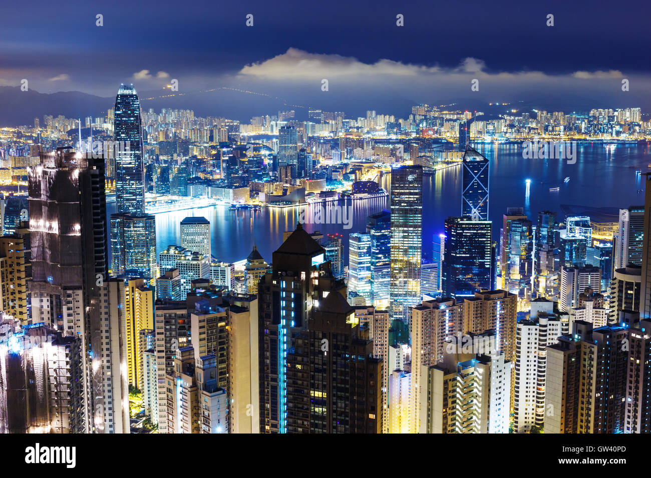 Hong Kong skyline from Victoria Peak at mid night Stock Photo - Alamy