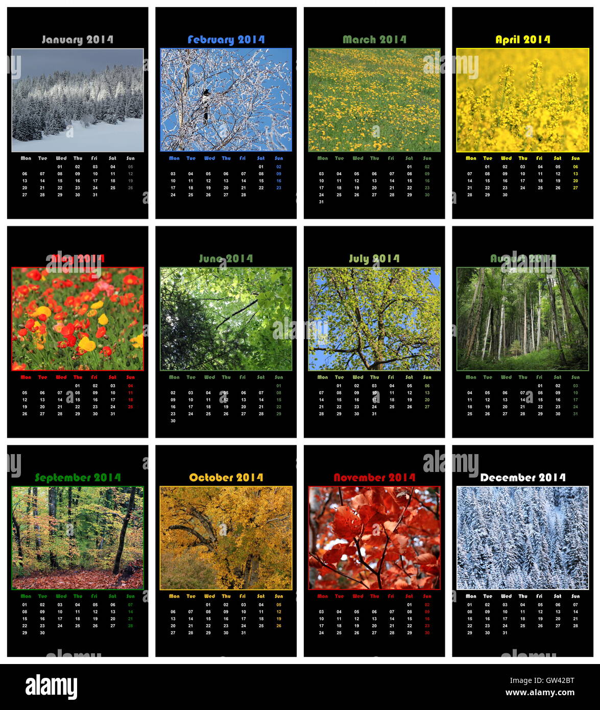 Nature calendar for 2014 Stock Photo Alamy