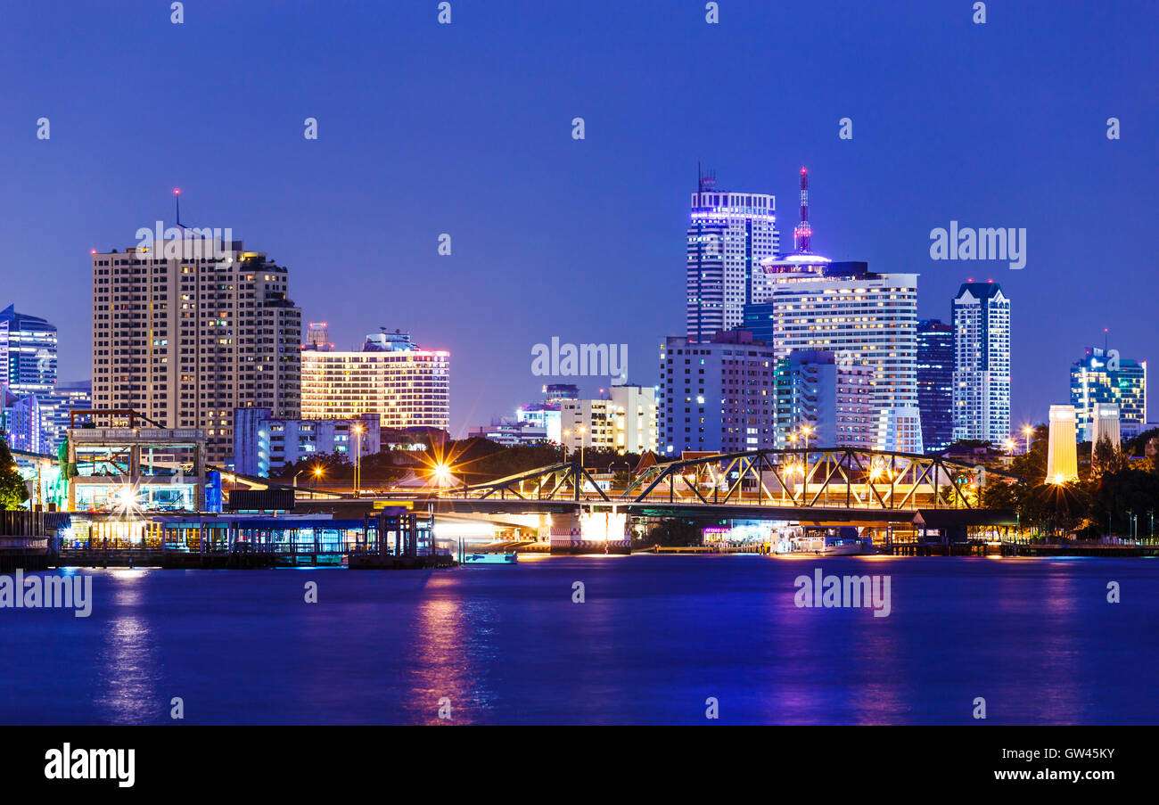 Bangkok skyline at night Stock Photo - Alamy