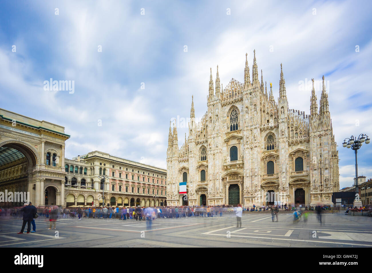 Milan, Italy - April 17, 2016: Piazza del Duomo ("Cathedral Square") is the main piazza (city square) of Milan, Italy. Stock Photo